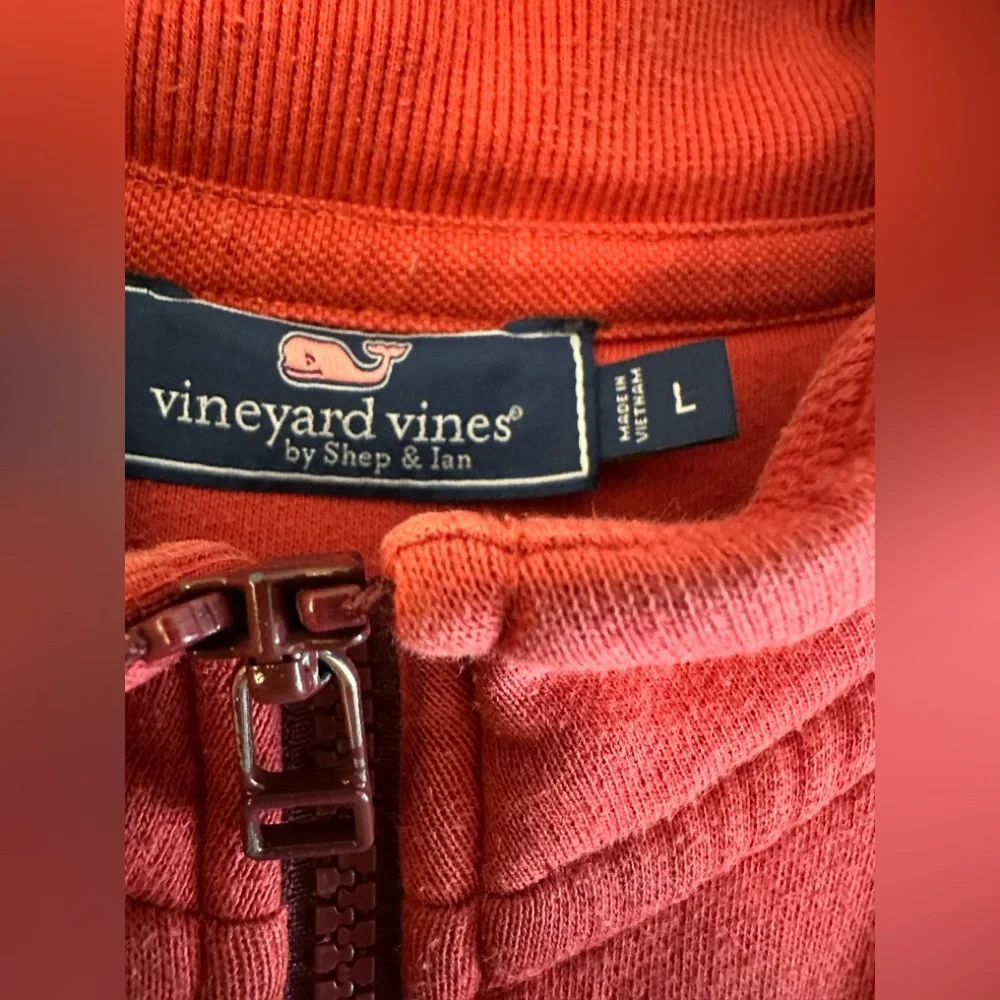 Vineyard Vines Red Coral Quarter-Zip Pullover Large Fleece Men’s
